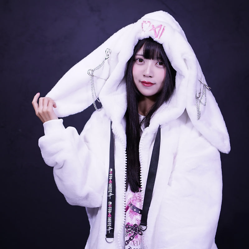 Bunny ear big fur hoodie/うさ耳ビックファーパーカー