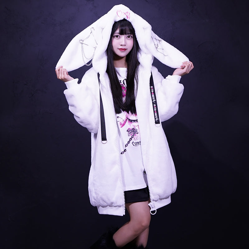 Bunny ear big fur hoodie/うさ耳ビックファーパーカー