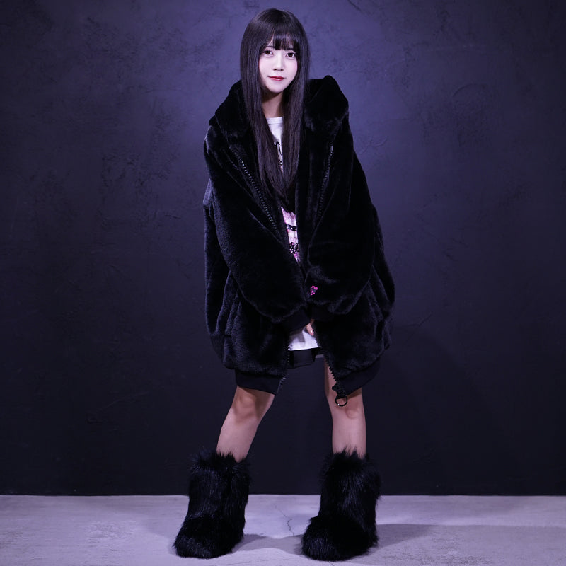 Bunny ear big fur hoodie/うさ耳ビックファーパーカー