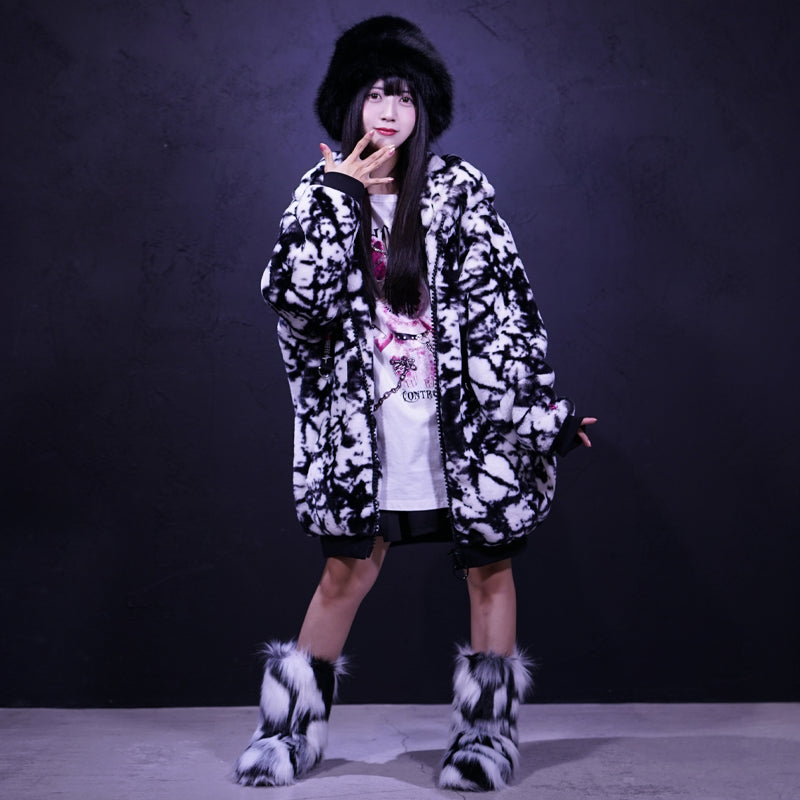 Bunny ear big fur hoodie/うさ耳ビックファーパーカー