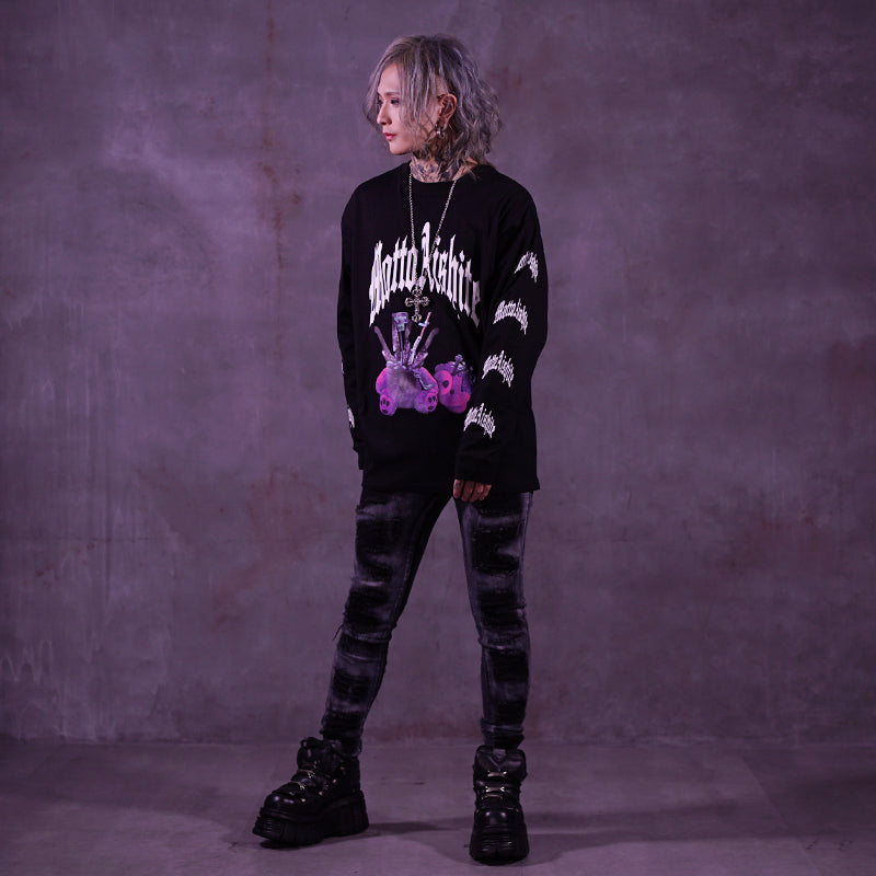 long-sleeved T-shirt/クビチョンパッテ熊。