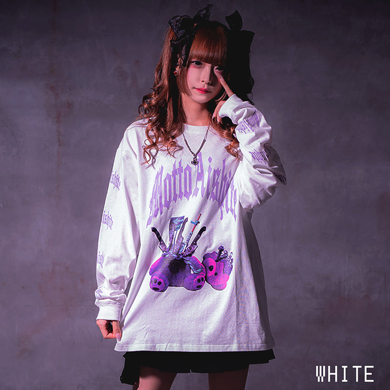 long-sleeved T-shirt/クビチョンパッテ熊。